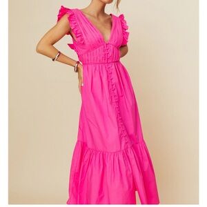 Pink Ruffle Sleeve Maxi Dress stella dress from Few Moda